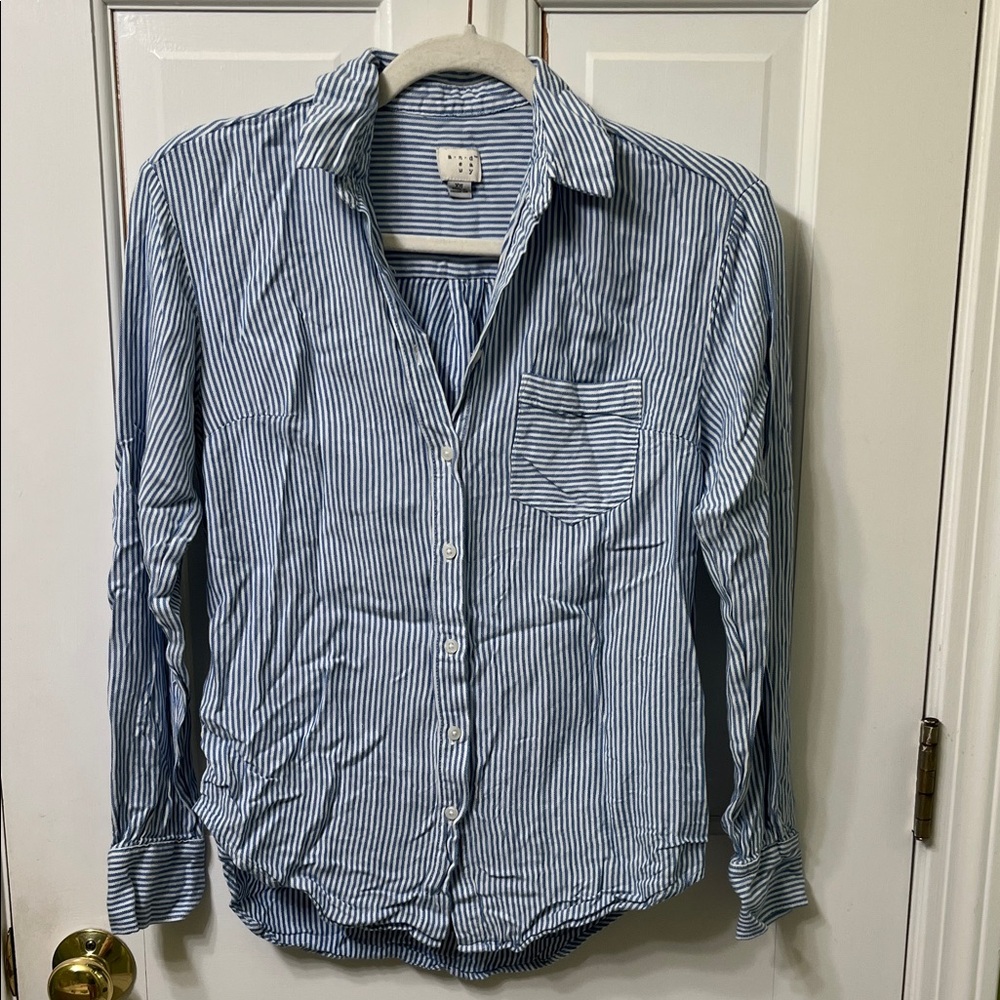 a new day Blue and White soft cotton button down Striped Shirt